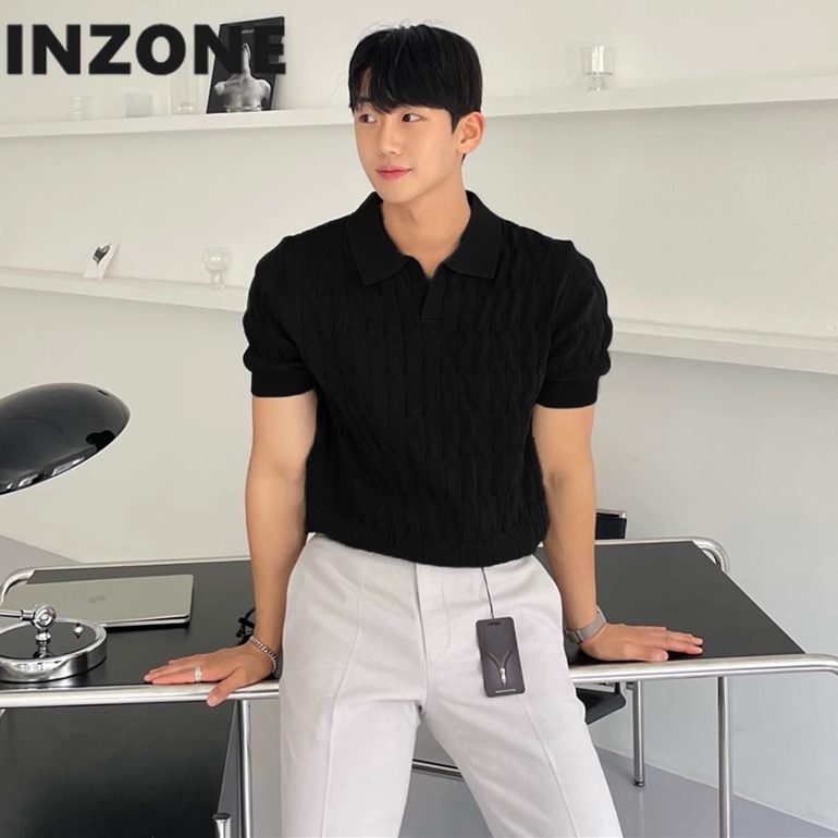 Áo polo Dệt Kim Tay Ngắn Dáng Ôm Co Giãn Thời Trang Cao Cấp Cho Nam