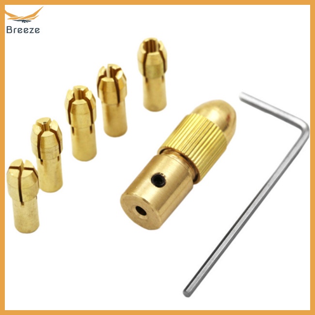 Set 7 Đầu Kẹp Mũi Khoan Bằng Đồng Thau Đường Kính 2.35mm / 3.17mm / 4.05mm / 5.05mm