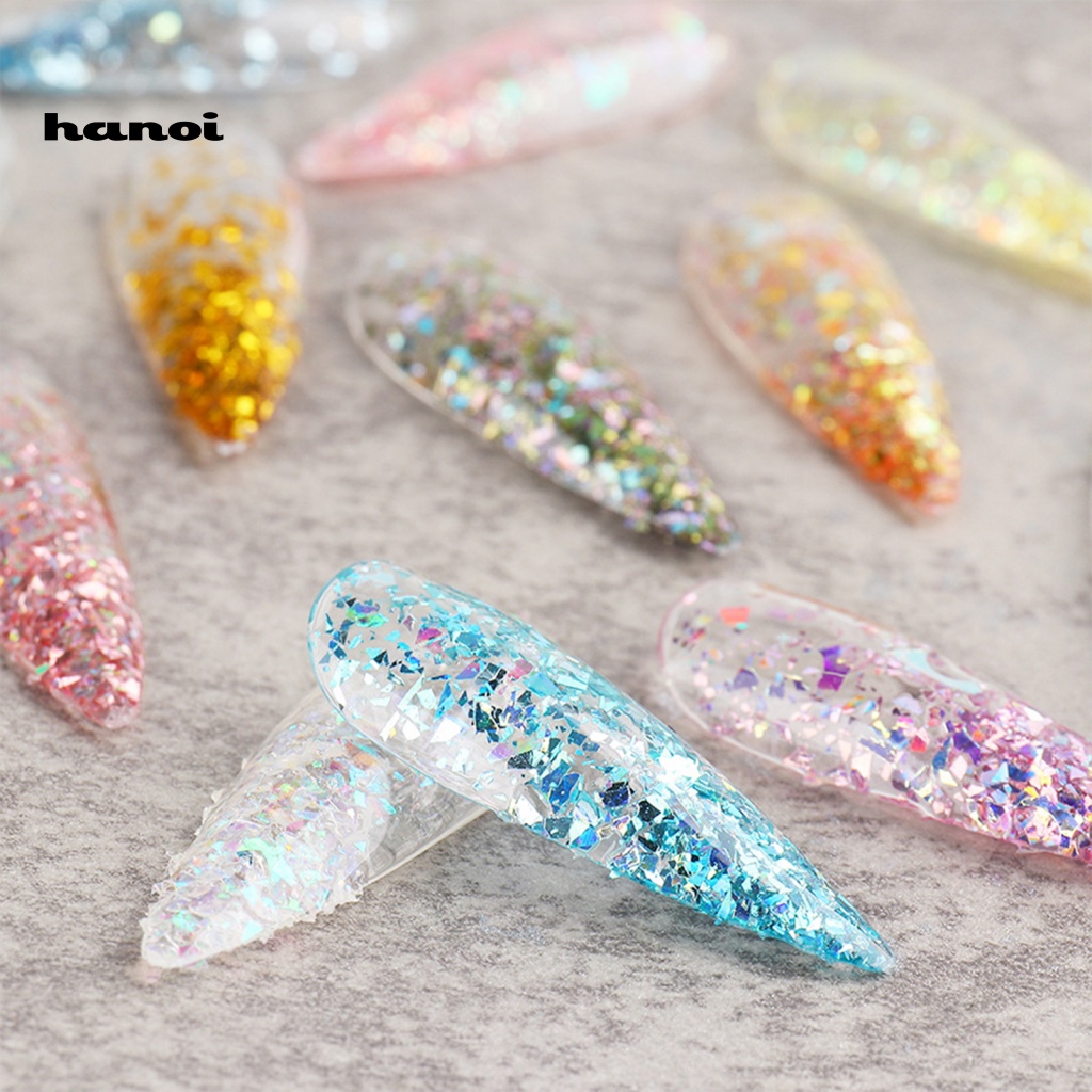 Hộp 12 Ngăn Lá Vàng / Bạc Lấp Lánh Trang Trí Móng Tay DIY