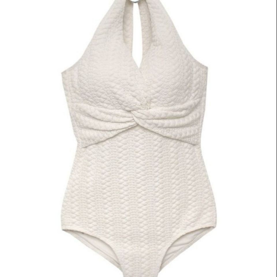 Bộ Đồ Bơi Bikini Che Bụng Màu Trắng Xoắn Phong Cách Hàn Quốc Mới