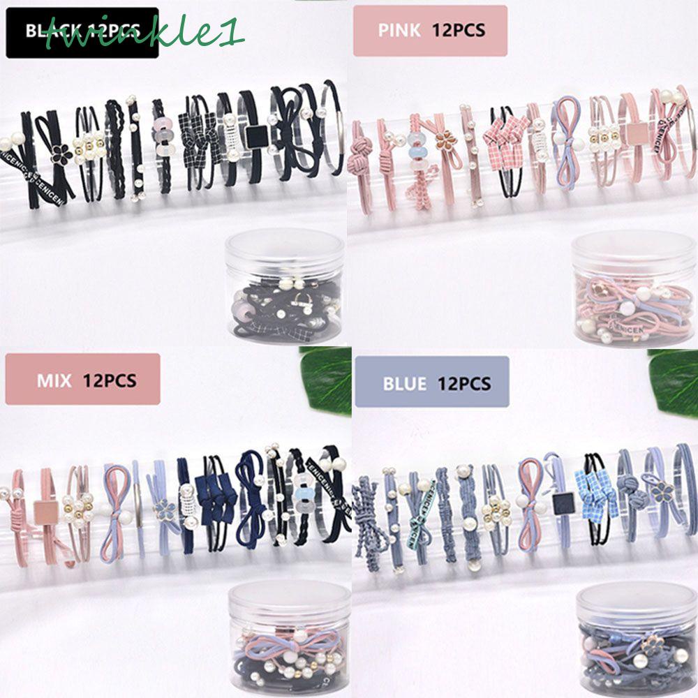 Dây Cột Tóc Cao Su Thắt Nơ Ruy Băng Lấp Lánh Phong Cách Hàn Quốc Dễ Thương Cho Nữ