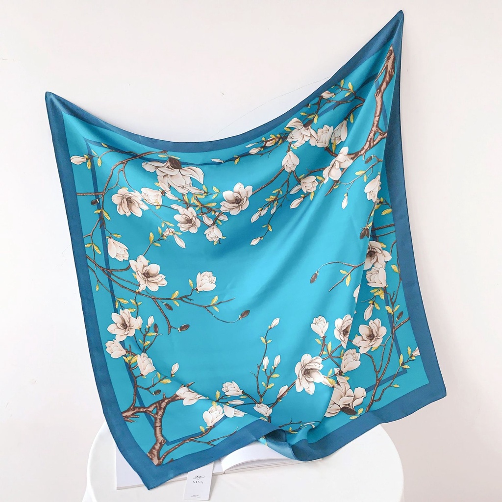 Khăn Quàng Cổ Hình Vuông Cỡ Lớn Bằng Lụa Nhân Tạo Chống Nắng 90 * 90cm Phong Cách Hàn Quốc Thời Trang Cho Nữ