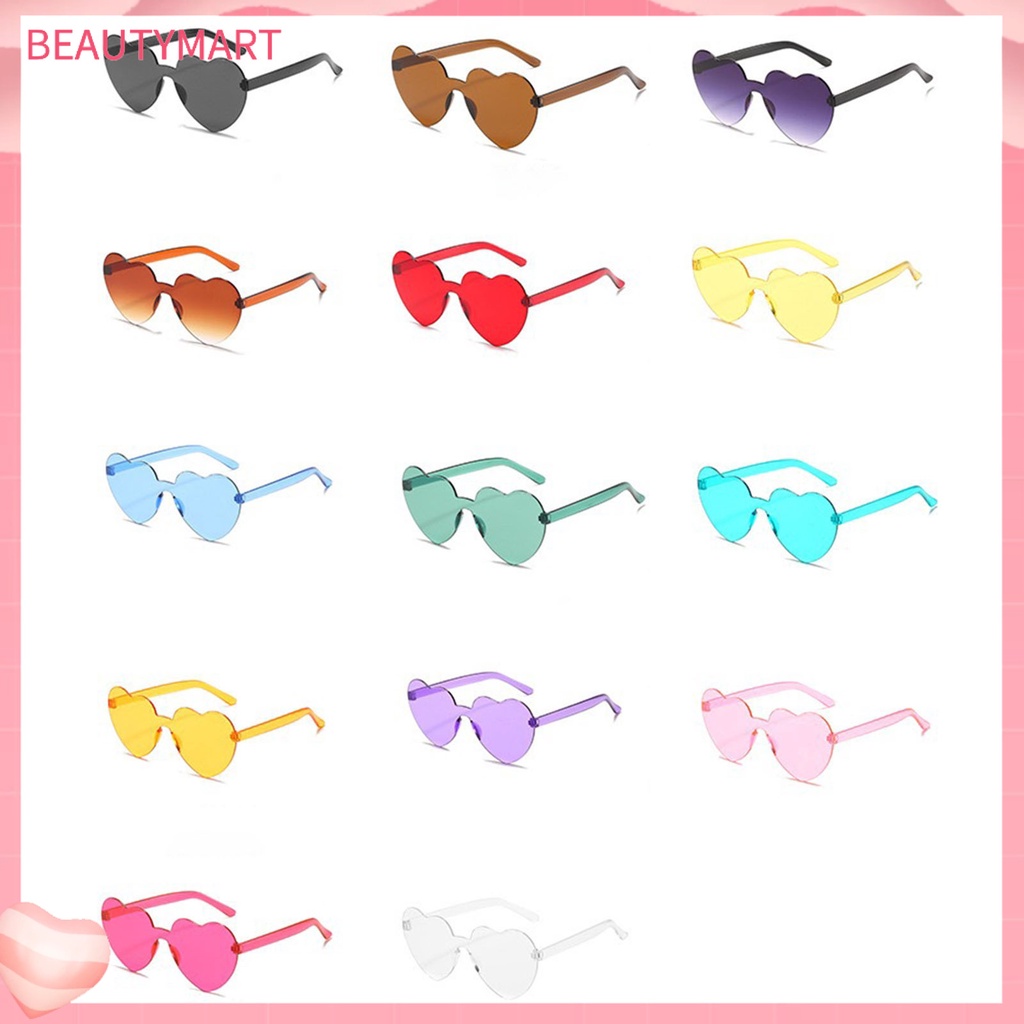 Kính Mát Hình Trái Tim Màu Trơn Trong Suốt Thời Trang Cho Nữ