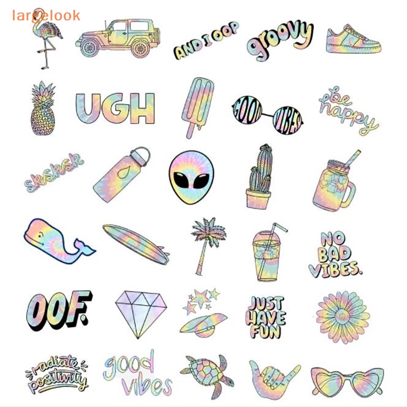 Bộ 50 Miếng Dán Chống Thấm Nước Họa Tiết Graffiti Cho Cốc Nước Xe Hơi Xe Máy
