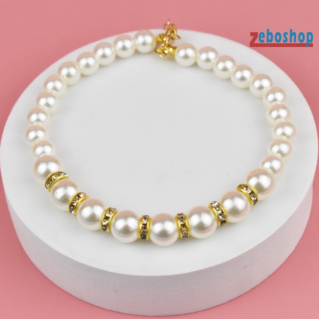 Vòng cổ Đính Ngọc Trai Nhân Tạo Thời Trang Dành Cho Thú Cưng