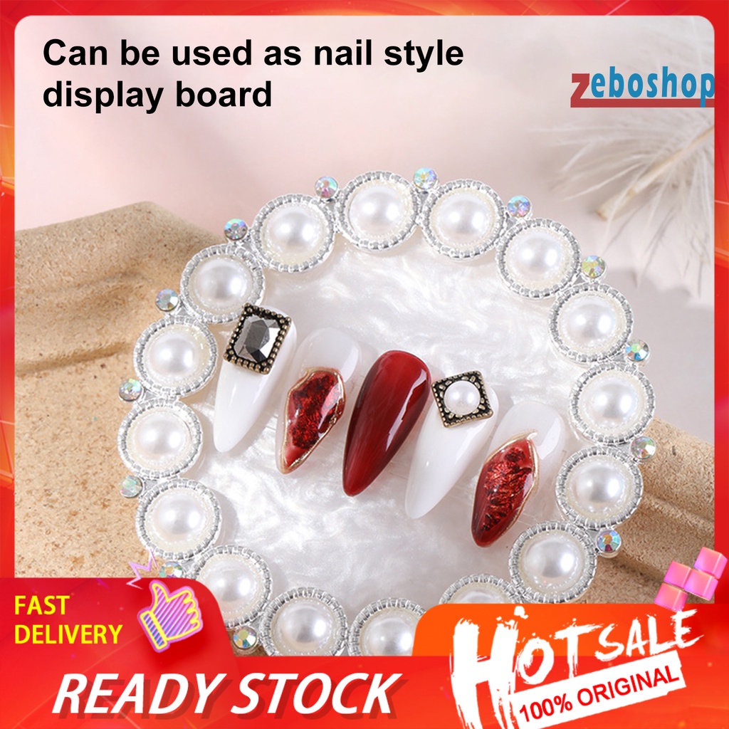 Zeboshop Đĩa Đạo Cụ Trang Trí Móng Tay Nghệ Thuật Bằng Kim Loại Hình Hoa Ngọc Trai Xinh Đẹp