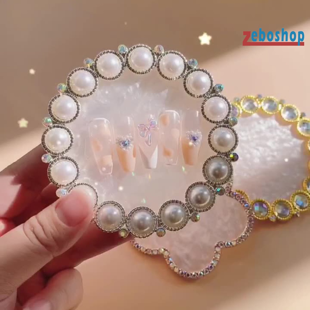 Zeboshop Đĩa Đạo Cụ Trang Trí Móng Tay Nghệ Thuật Bằng Kim Loại Hình Hoa Ngọc Trai Xinh Đẹp