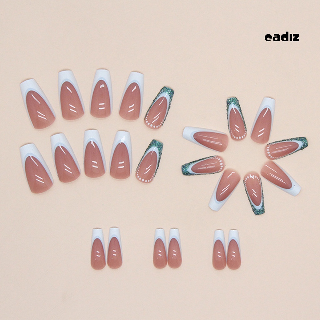 Set 24 Móng Tay Giả Có Thể Tháo Rời Không Làm Hại Mắt Lấp Lánh DIY