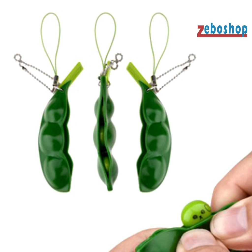 Đồ Chơi Bóp Giảm Căng Thẳng Hình Đậu Xanh Có Móc Khóa Điện Thoại