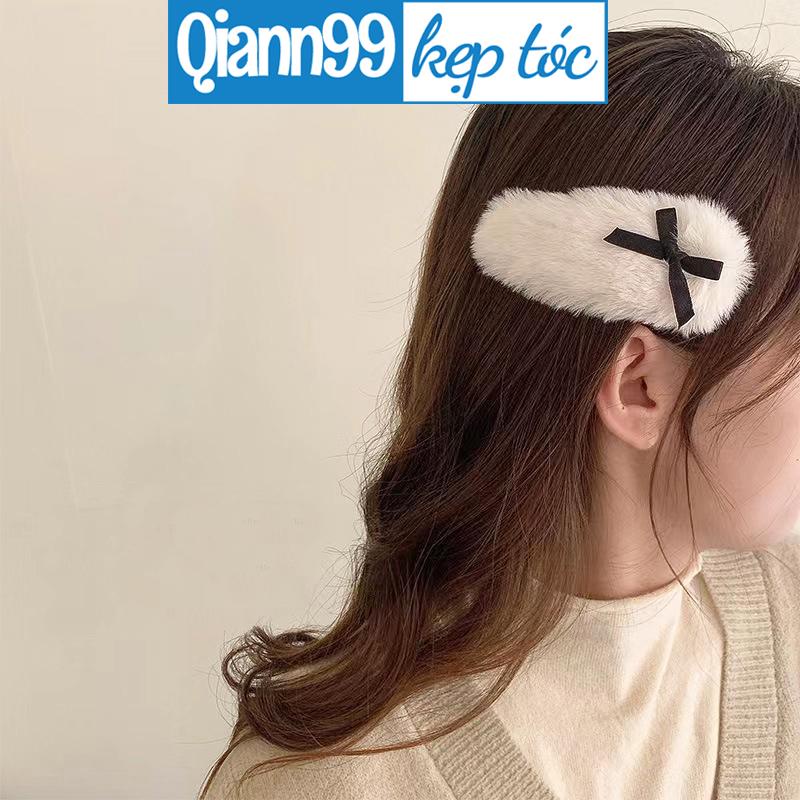 💓Bộ Kẹp Tóc Lông Nhung Đính Nơ Thời Trang Cao Cấp Cho Nữ