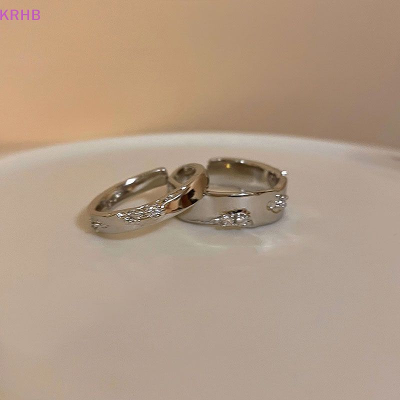 Set 2 Nhẫn Hở Mạ Bạc Đính Đá Phong Cách Punk Cổ Điển Dành Cho Nữ Mới