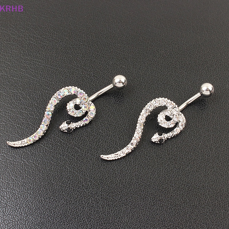 Khuyên Rốn Thép Không Gỉ Hình Rắn Đính Đá Cá Tính Mới