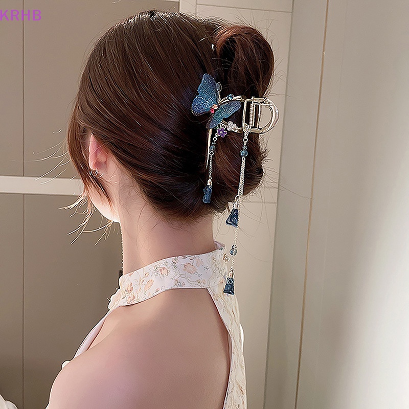 Kẹp Tóc Kim Loại Hình Bướm Đính Đá Phong Cách Hàn Quốc Cho Nữ Mới