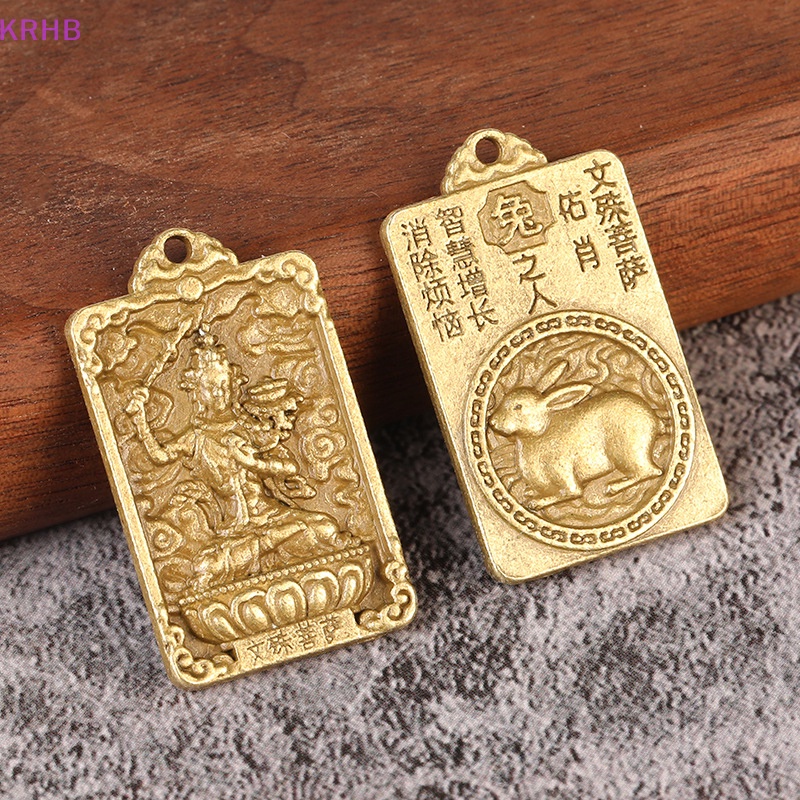 Mặt Dây Chuyền Hợp Kim Hai Mặt Hình Phật Hoàng Đạo Trung Quốc KRHB Mới
