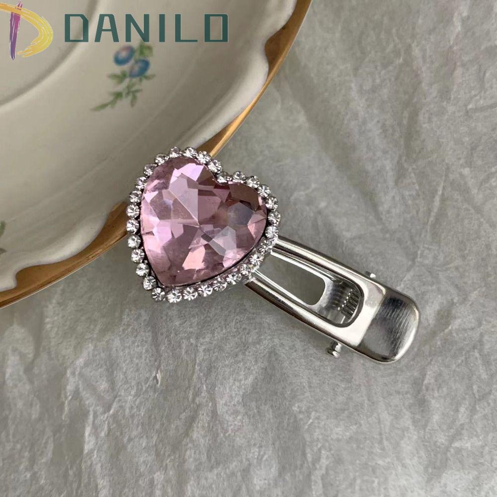 Kẹp Tóc Hình Nơ Trái Tim Phong Cách Hàn Quốc Cho Nữ|Kẹp Vịt Đính Đá Zircon Cho Nữ