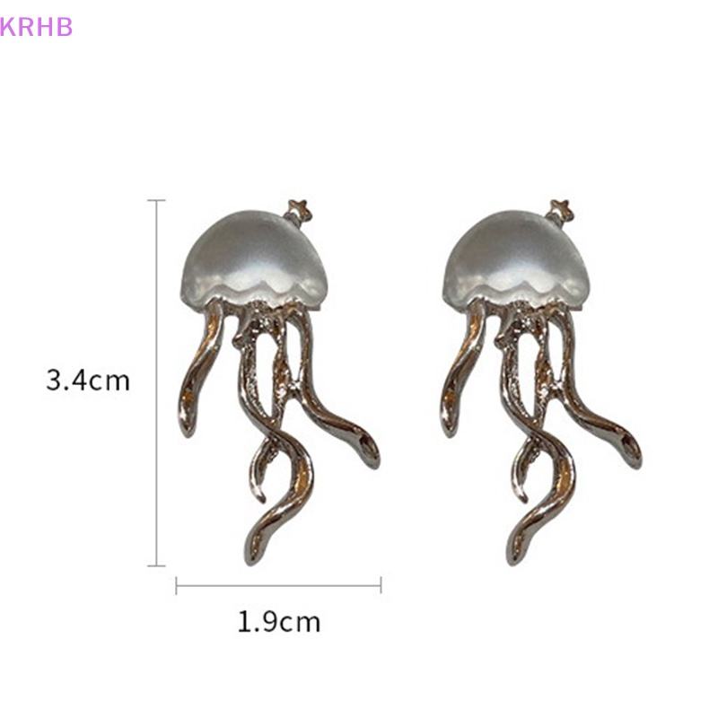 1 Đôi Bông Tai Hình Sứa Trong Suốt Bằng Pha Lê Phong Cách Hàn Quốc Dành Cho Nữ Mới