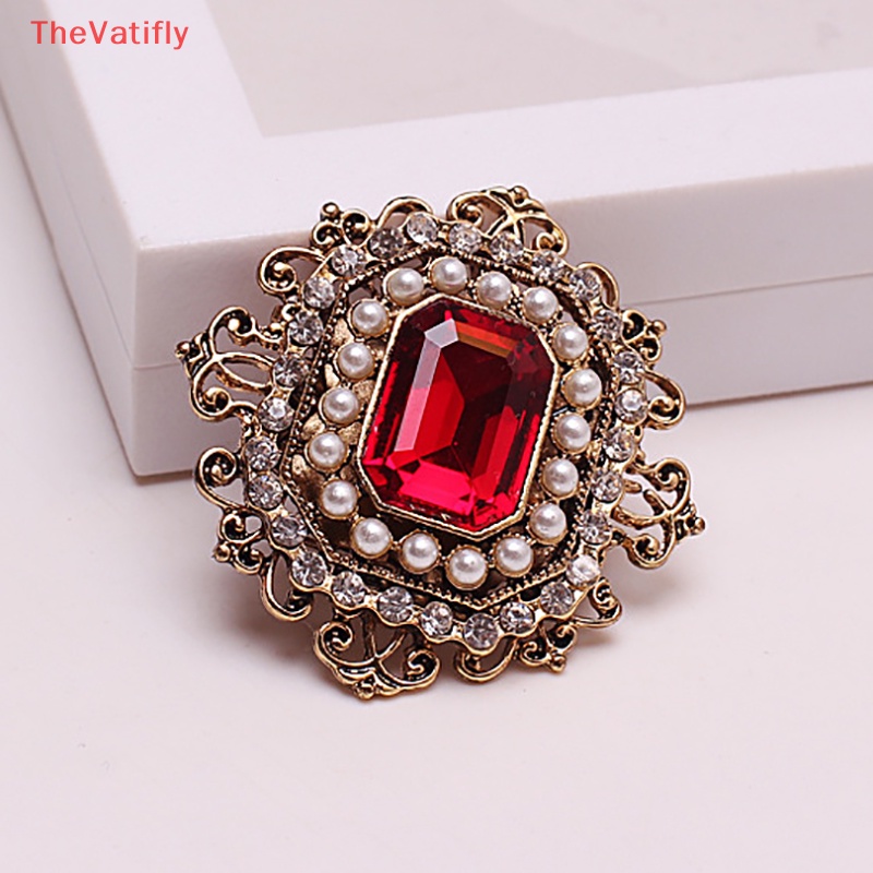 Ghim Cài Áo Đính Đá / Ngọc Trai Hình Vuông Phong Cách Vintage Thời Trang Cho Nữ