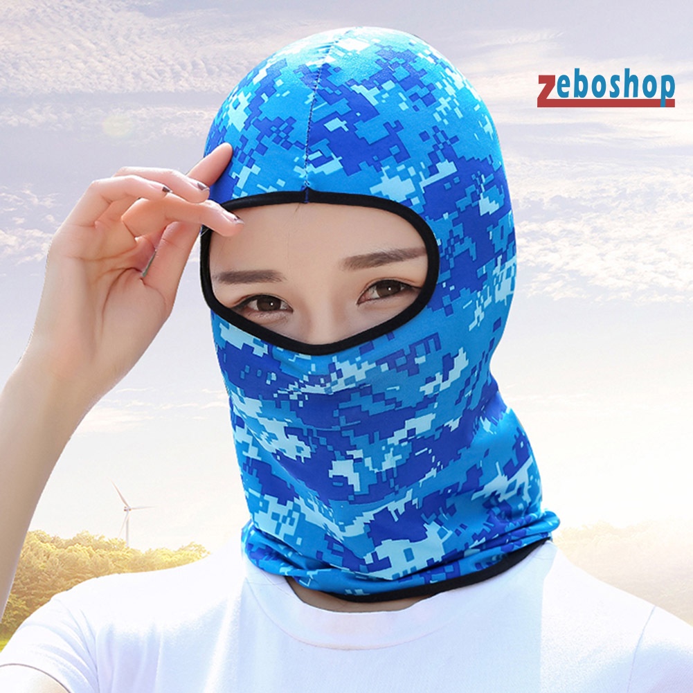Zeboshop Mũ Che Mặt Chống Nắng / Gió Thoáng Khí Họa Tiết Rằn Ri Unisex