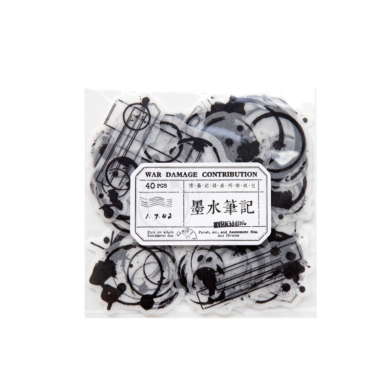 Bộ 40 Sticker Dán Trang Trí Sổ Tay Phong Cách Vintage