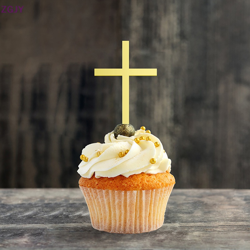 Bộ 12 Topper Trang Trí Bánh Cupcake Hình Thánh Giá Mới