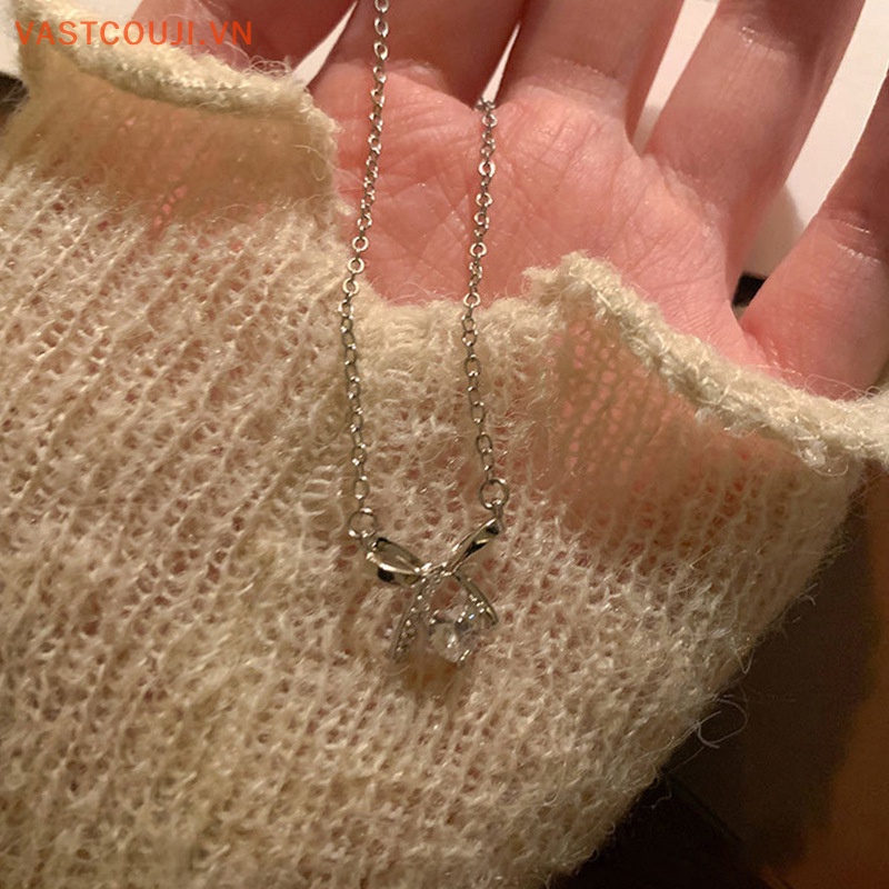 Vòng Cổ Choker Mặt Nơ Đính Đá Zircon Pha Lê Phong Cách Hàn Quốc Cổ Điển Thời Trang Xuân Hè Dành Cho Bạn Nữ VN