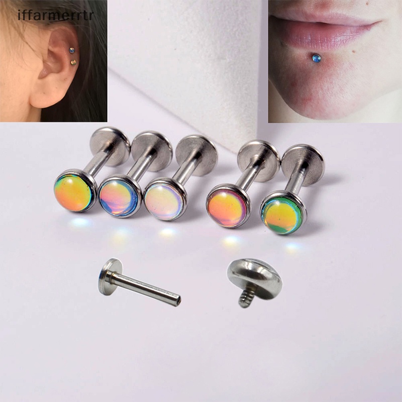 1 Khuyên Xỏ Sụn Tai / Môi / Cơ Thể Bằng Đá Opal Ren Bên Trong 16G
