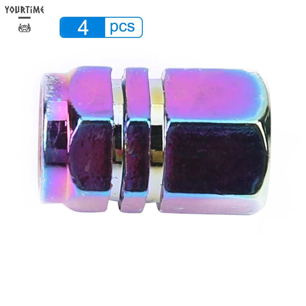 Bộ 4 Nắp Van Bánh Xe Bằng Nhôm Hình Lục Giác Nhiều Màu