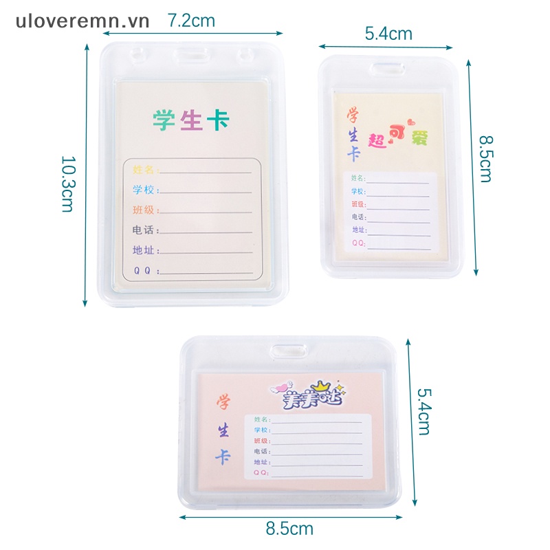 Set 1 Hộp Đựng Thẻ Tên Bằng Nhựa Trong Suốt Có Thể Thu Gọn Kèm Dây Đeo Tiện Dụng Cho Học Sinh