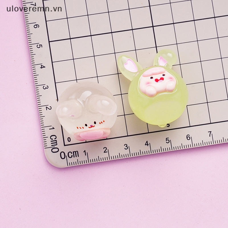 Set 2 Tượng Thỏ Hoạt Hình Mini Bằng Nhựa Phát Quang Trang Trí Tiểu Cảnh