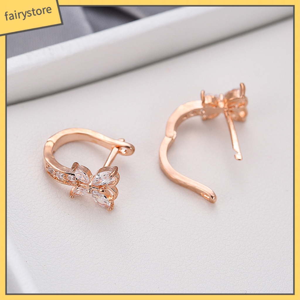 1 Đôi Bông Tai Hình Bướm Đính Đá Zircon Lấp Lánh Phong Cách Vintage Dành Cho Nữ