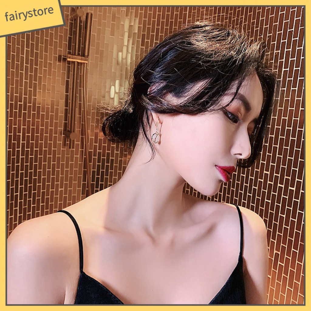 [FRO] 1 Đôi Bông Tai Mặt Hoa Tulip Đính Đá Zircon Cao Cấp Không Gây Dị Ứng Trang Phục Hóa Trang Dành Cho Nữ