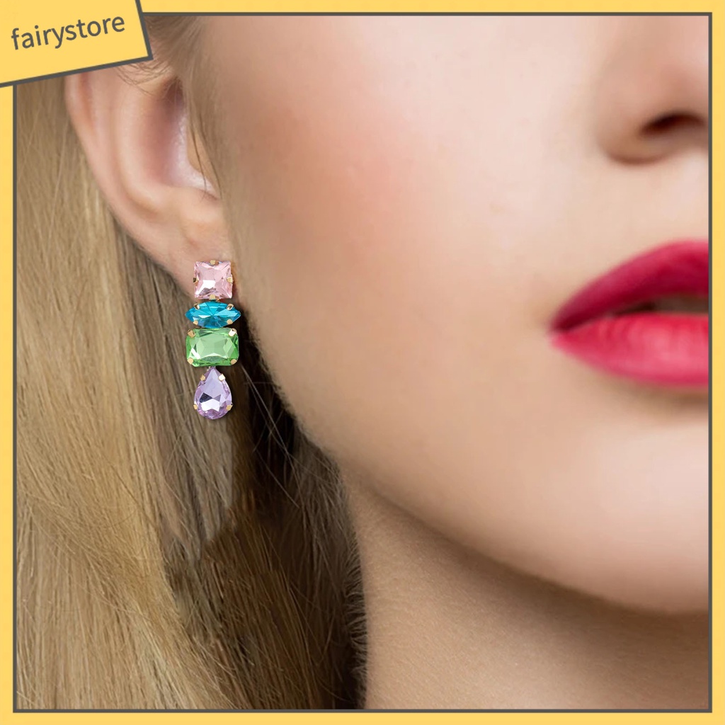 1 Đôi Bông Tai Hình Giọt Nước Đính Đá Lấp Lánh Dành Cho Nữ