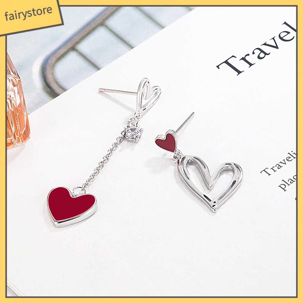 1 Đôi Bông Tai Hình Trái Tim Rỗng Không Đối Xứng Dành Cho Nữ