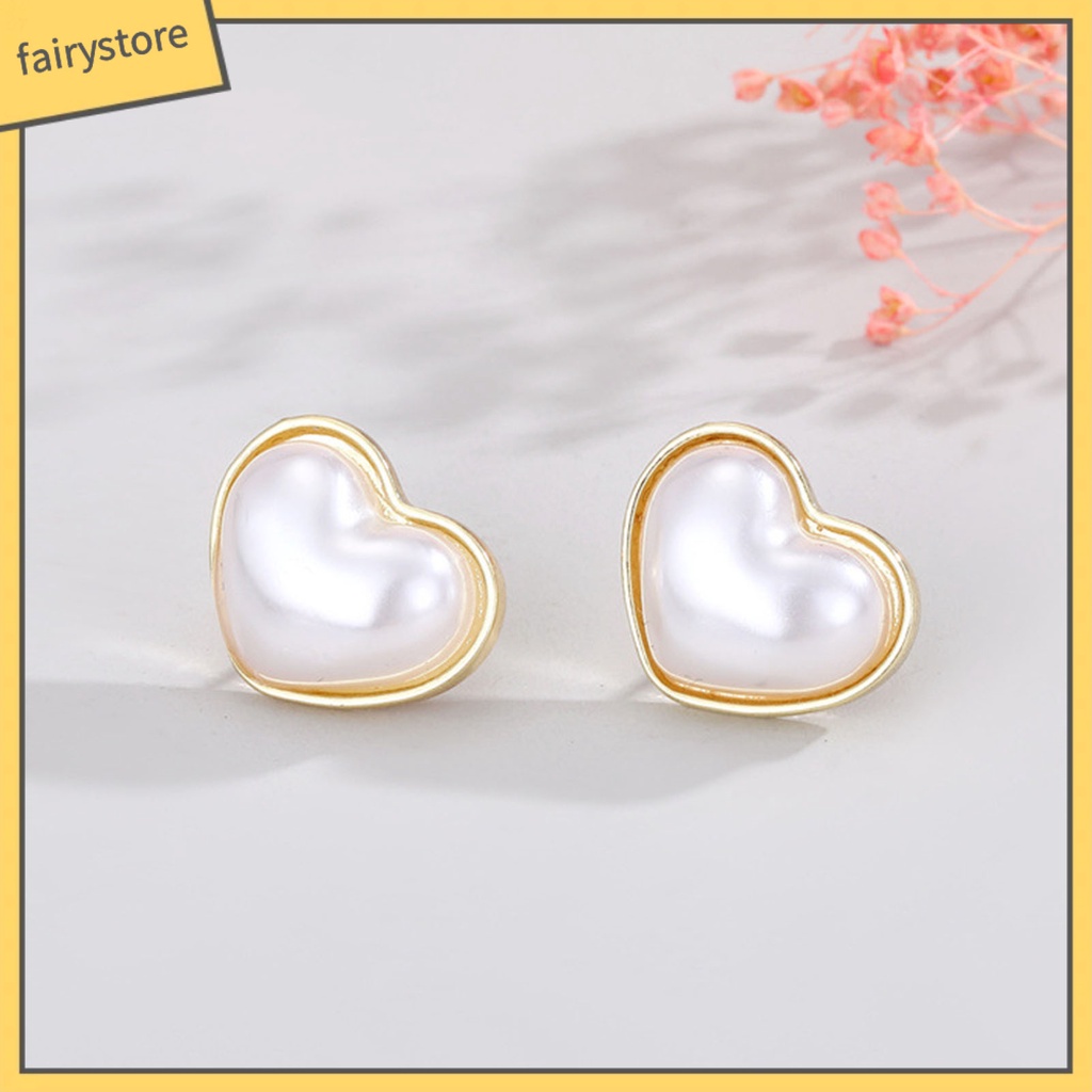 Set 1 / 2 Đôi Bông Tai Kẹp Đính Đá / Ngọc Trai / Vuông / Trái Tim Thời Trang Cho Nữ