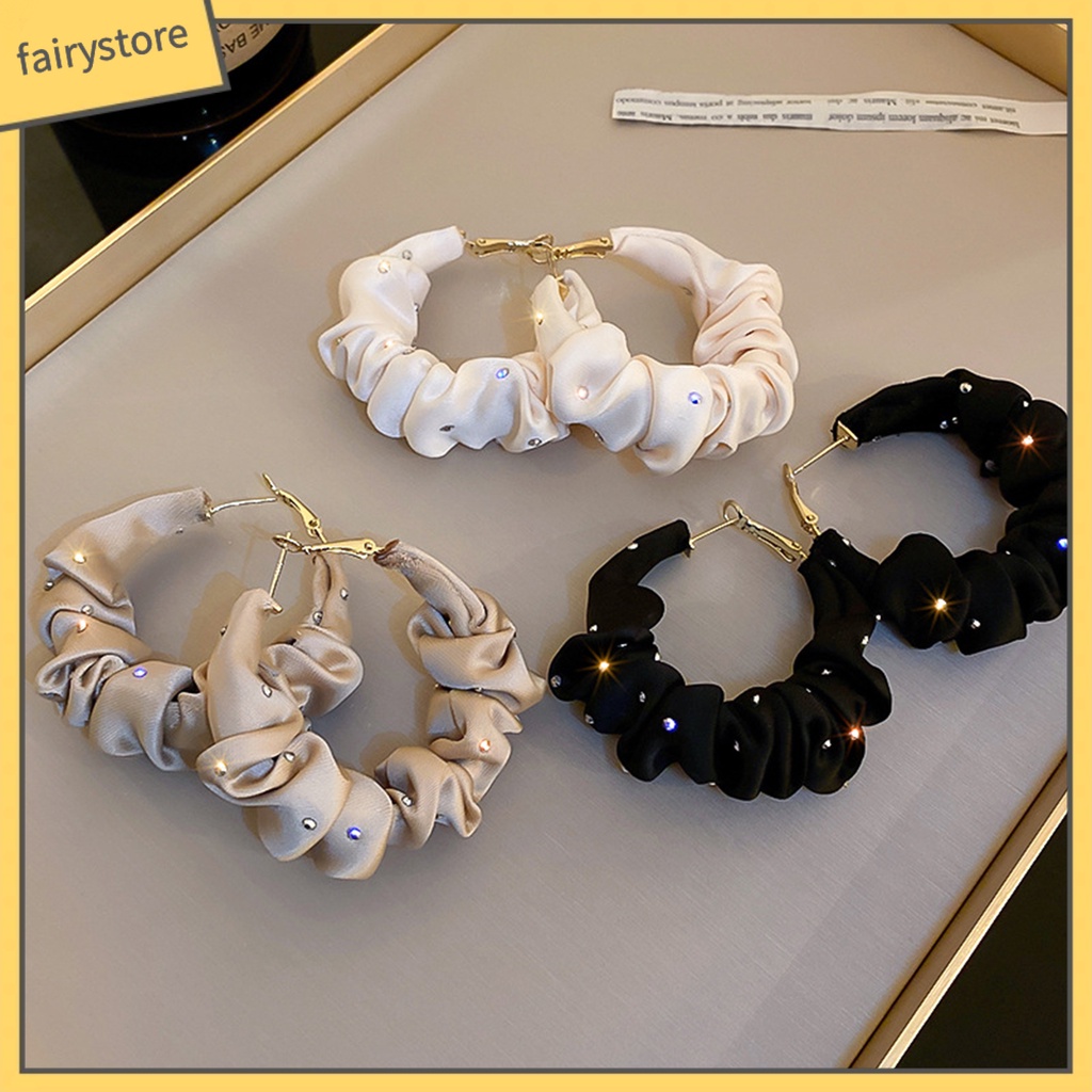 1 Đôi Bông Tai Hình Chữ C Đính Đá Lấp Lánh Thời Trang Dành Cho Nữ