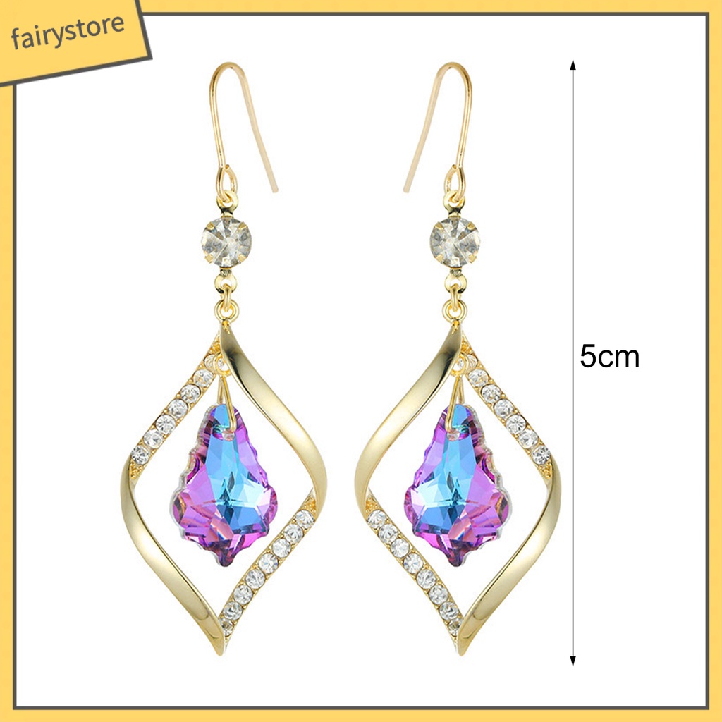 1 Đôi Bông Tai Dáng Dài Đính Đá Lấp Lánh Thời Trang Cho Nữ