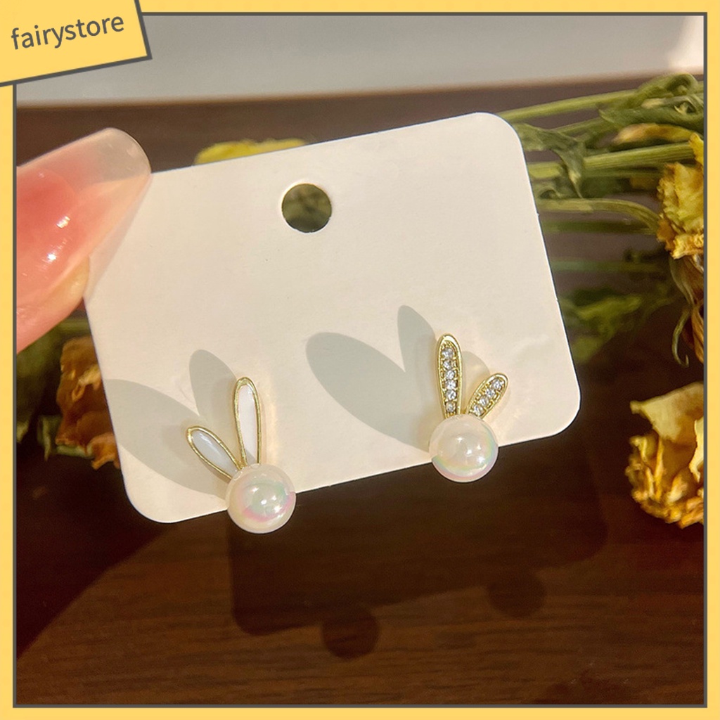 1 Đôi Bông Tai Hình Thỏ Đính Đá Thời Trang Dành Cho Nữ