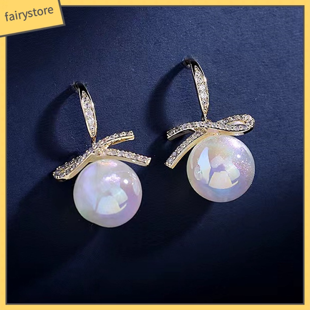 1 Đôi Bông Tai Hình Trái Tim Đính Ngọc Trai Giả Lấp Lánh