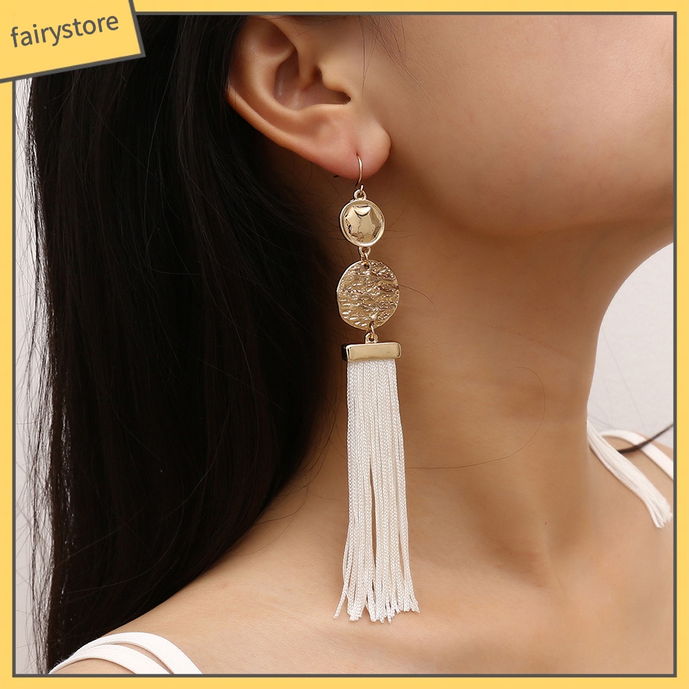 Bông Tai Tua Rua Dáng Dài Phong Cách Bohemia Thời Trang Dự Tiệc Cho Nữ