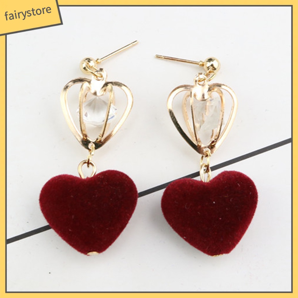 Bông Tai Hình Trái Tim / Vương Miện Đính Đá Lấp Lánh Thời Trang Cho Nữ