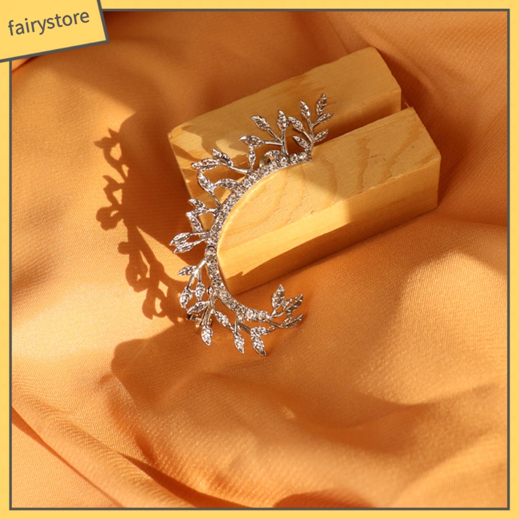 1 Bông Tai Kẹp Hình Chiếc Lá Đính Đá Lấp Lánh Dùng Làm Quà Sinh Nhật