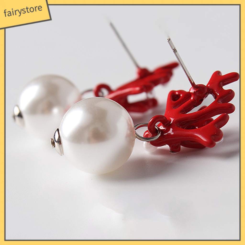 1 Cặp Bông Tai Ngọc Trai Giả Hình San Hô Dễ Thương Trọng Lượng Nhẹ