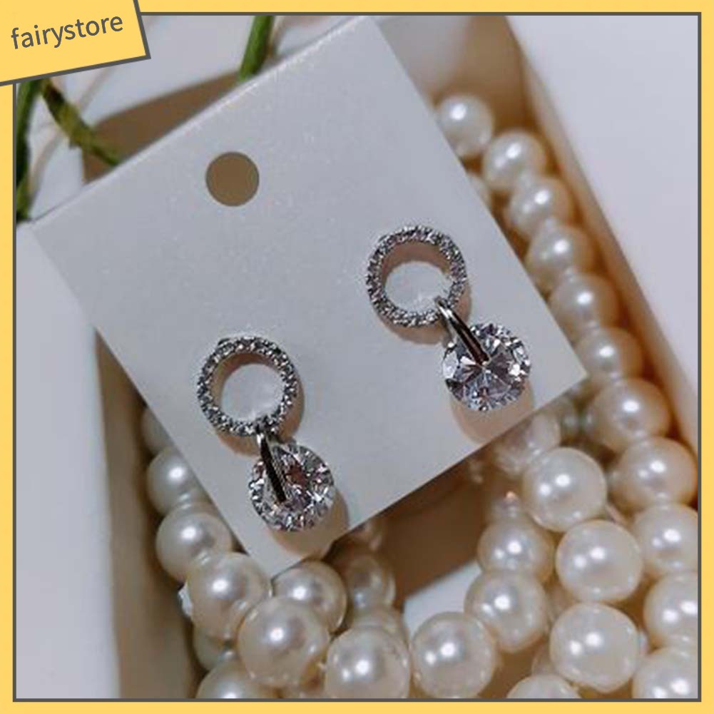 Đôi Bông Tai Hình Tròn Đính Đá Thời Trang Cho Nữ