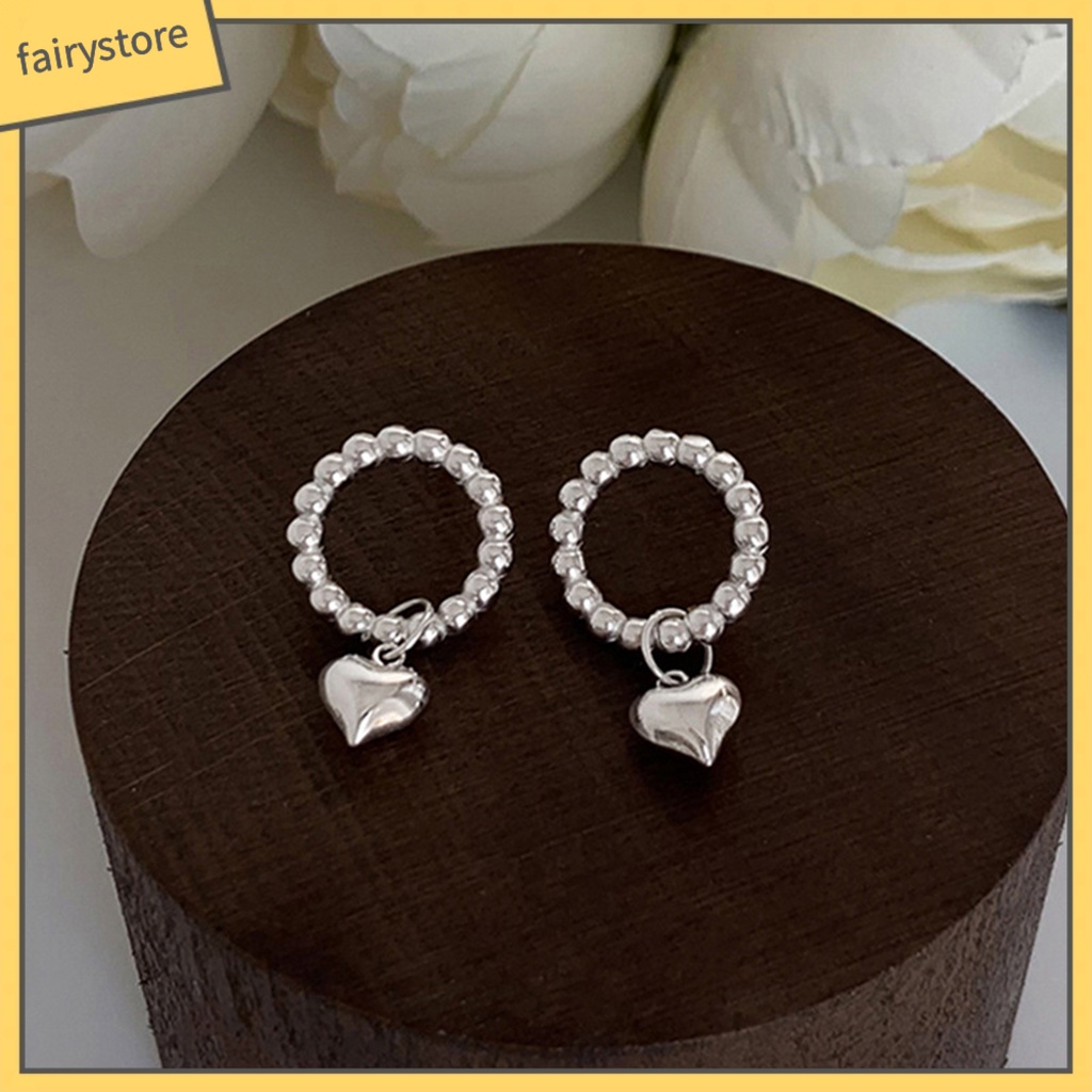 1 Đôi Bông Tai Hình Trái Tim Bề Mặt Mịn Phong Cách Hàn Quốc Dành Cho Nữ