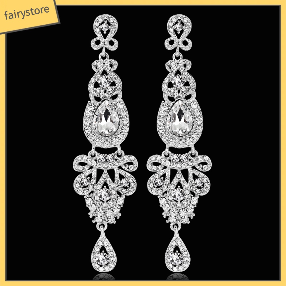 Bông Tai Dáng Dài Đính Đá Toàn Diện Phong Cách Cổ Điển Thời Trang Cho Nữ