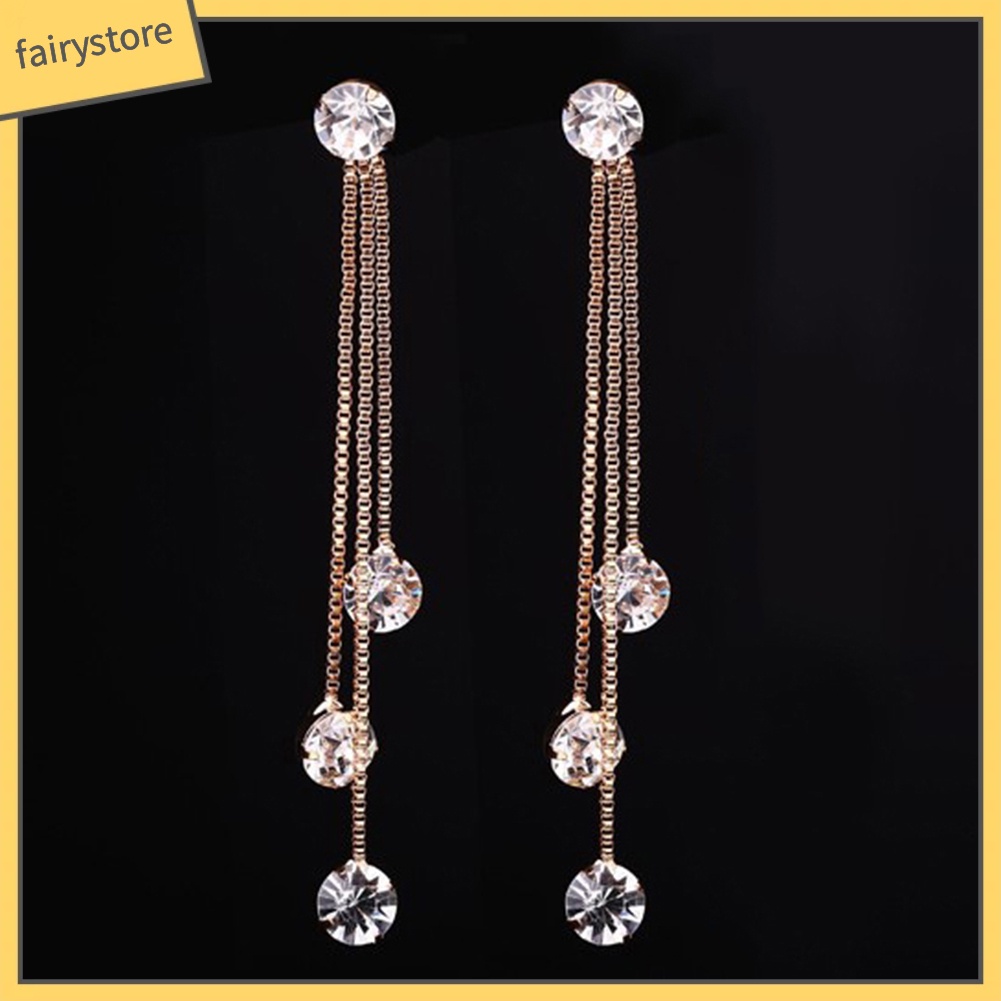 Bông Tai Dáng Dài Đính Đá Lấp Lánh Thời Trang