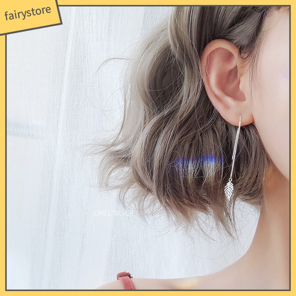 Bông Tai Chuỗi Dài Hình Chiếc Lá Đơn Giản Thời Trang Dành Cho Nữ