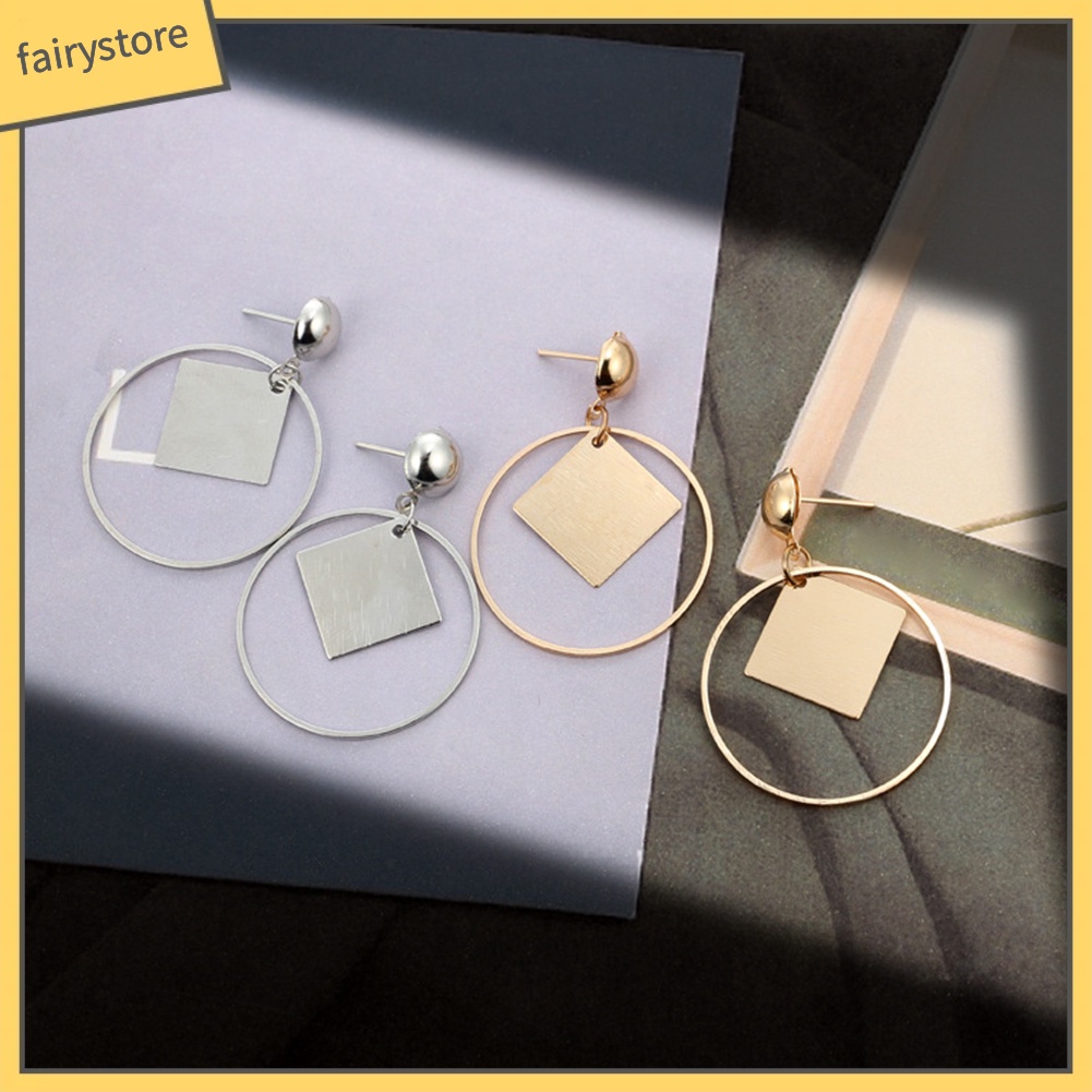 Bông Tai Hình Tròn / Vuông Thời Trang Dự Tiệc Cho Nữ