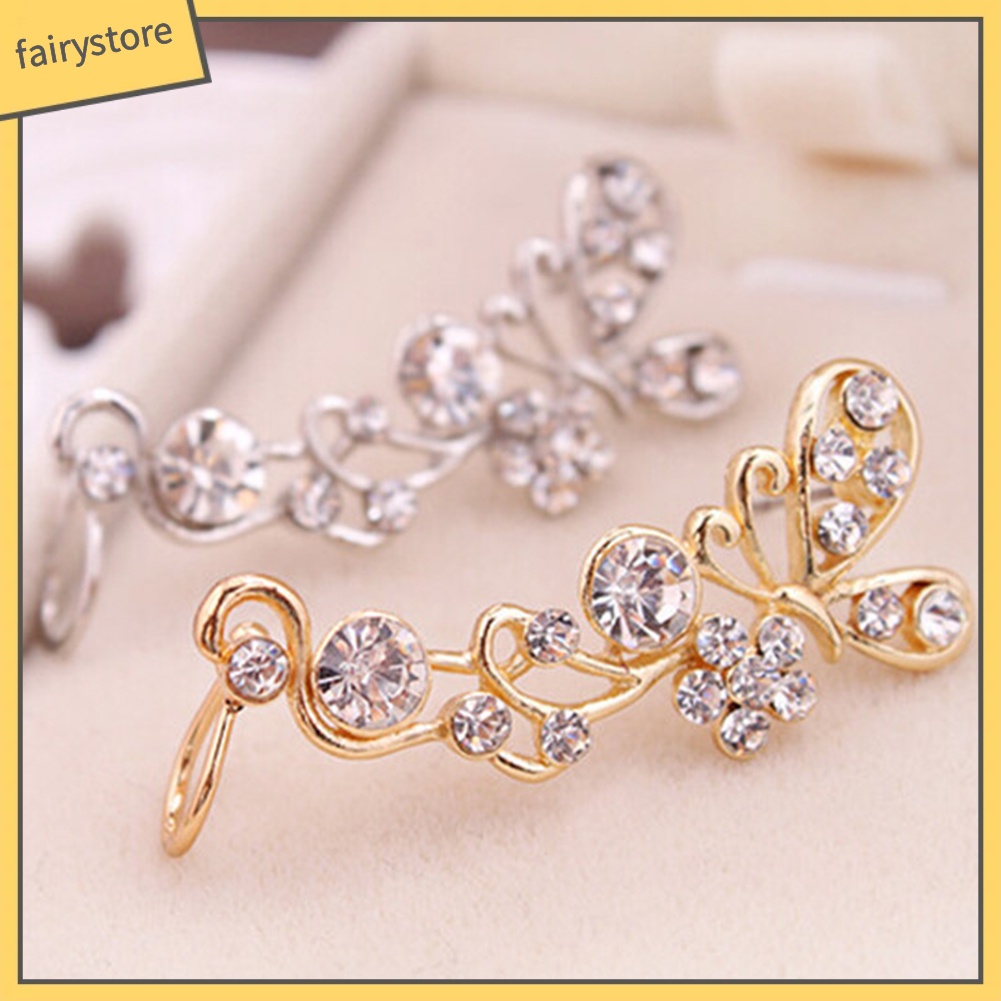1 Chiếc Khuyên Tai Hình Bướm Đính Đá Ngọt Ngào Dành Cho Nữ