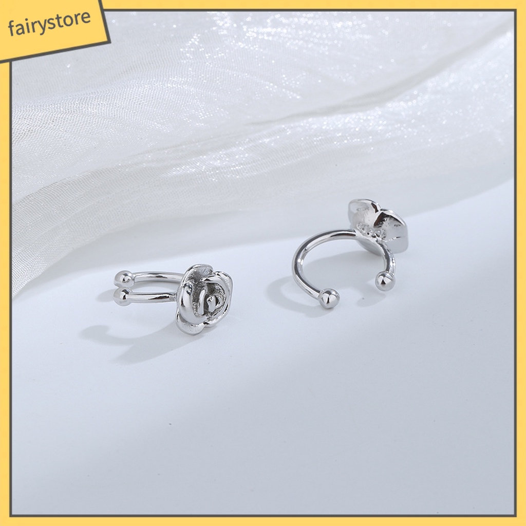 1 Khuyên Tai Dạng Kẹp Mạ Điện Sáng Bóng Hình Hoa Hồng Không Cần Khoan Lỗ Thanh Lịch Thời Trang Cho Nữ